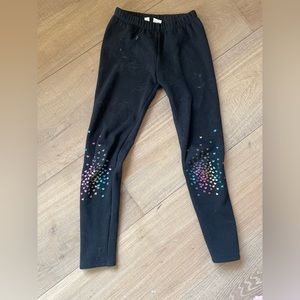 Girls Lined Black Heart Leggings